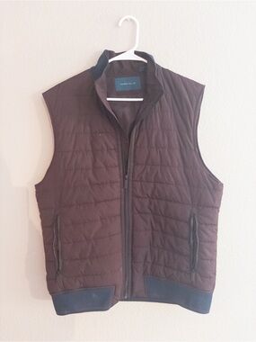 Perry Ellis Quilted Brown Men's Zip-Up Vest